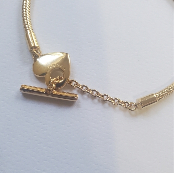 Pandora Moments Heart T-Bar Snake Chain Bracelet - Picture 6 of 11